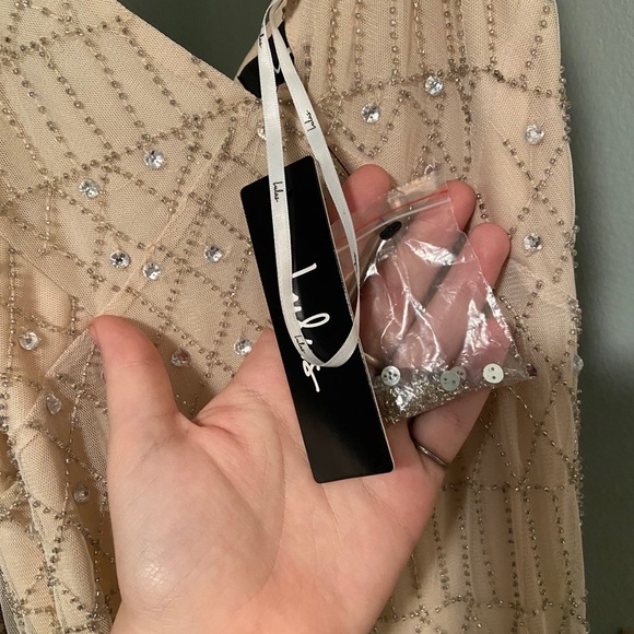 MAKE AN OFFER Beige Beaded Dress - Picture 6 of 7